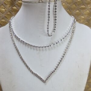 Elegant Vintage Silver Necklace, Choker And Bracelet Set